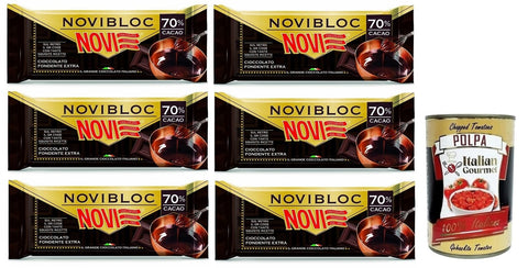 Italian Gourmet Riegel 6x Novi Novibloc Cioccolato Fondente Tafel Extra Dunkle Schokolade 70% Kakao 140g + Italian Gourmet Polpa di Pomodoro 400g Dose 8006380215319