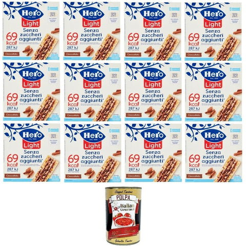 Italian Gourmet Riegel Hero Light Barrette al Cioccolato Senza zuccheri aggiunti Schokoriegel ohne Zuckerzusatz 12x 120gr + Italian Gourmet polpa 400g 8032804040014
