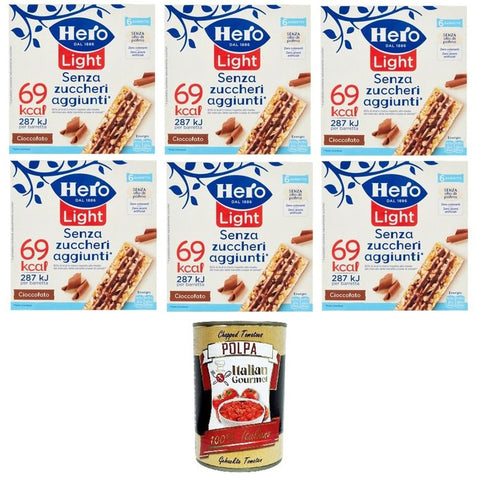 Hero Light Barrette al Cioccolato Senza zuccheri aggiunti Schokoriegel ohne Zuckerzusatz 6x 120 gr italienisch Original