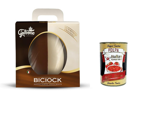 Italian Gourmet Riegel Il Galeone Biciok, Doppio Gusto, Unica bontà - Double Taste, Unique Goodness Milch- und dunkles Schokoladenei 300 g 300 g+ Italian Gourmet polpa 400g 8032804040014