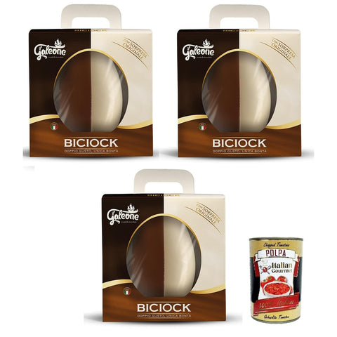 Il Galeone Biciok Doppio Gusto Unica bontà - Double Taste Unique Goodness Milch- und dunkles Schokoladenei 3x300 g italienisch Original Pastasauce + kostenlos