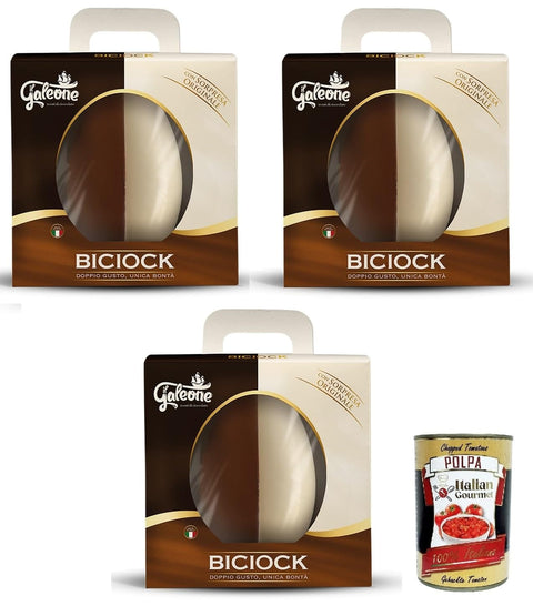 Italian Gourmet Riegel Il Galeone Biciok, Doppio Gusto, Unica bontà - Double Taste, Unique Goodness Milch- und dunkles Schokoladenei 3x 300 g+ Italian Gourmet polpa 400g 8032804040014