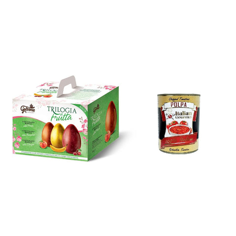 Il Galeone Trilogia di Frutta Fruchttrilogie, Drei Eier aus reiner weißer Schokolade in den Geschmacksrichtungen Pfirsich, Banane und Kirsche 540 g (180 g x 3)