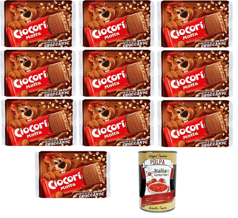 Italian Gourmet Riegel Motta Ciocori' Snack di Cioccolato a Latte con Riso Croccante Ciocorì Milchschokoladen-Snack mit knusprigem Ciocorì-Reis 10x110g + Italian Gourmet polpa 400g 8032804040014