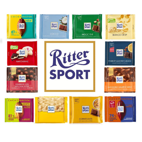 Testpaket 12xRITTERSPORT Schokoriegel in verschiedenen Geschmacksrichtungen 100 gr italienisch Original