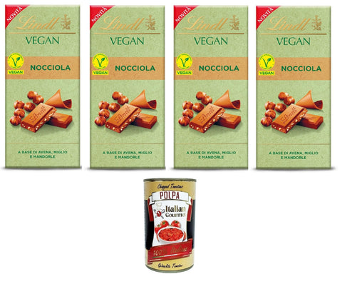 Vegane Nocciolaschokolade mit Hafer, Hirse und Mandeln 4x100 gr Riegel italienisch Original