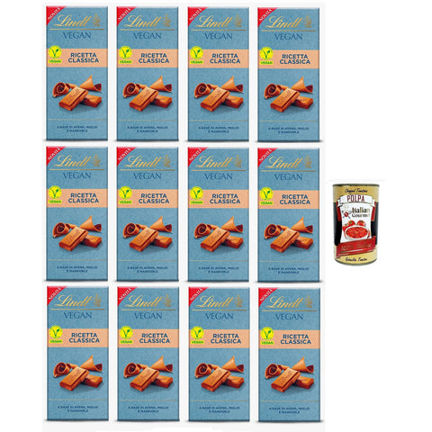 Vegane Schokolade Ricetta Classica auf Haferbasis Maissirup und Mandeln 12x100 g italienisch Original Pastasauce + kostenlos polpa 400 g