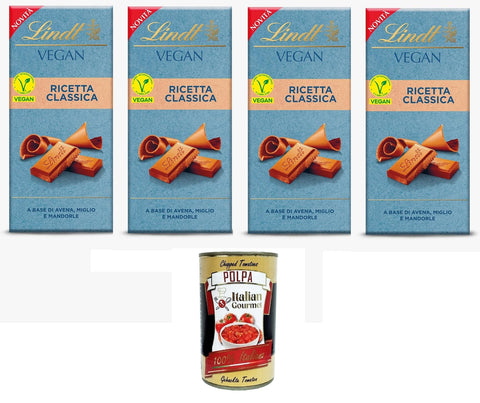 Italian Gourmet Riegel Vegane Schokolade Ricetta Classica, auf Haferbasis, Maissirup und Mandeln 4x 100gr + Italian Gourmet polpa 400g 8032804040014