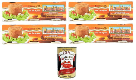 Mandriana Piatto Pronto di Carne Bovina in gelatina Fertiggericht aus Rindfleisch in Gelee 4x270 gr (3x90 gr) italienisch Original