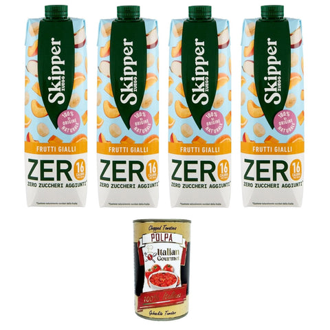 Zuegg Skipper Frutti Gialli Zero Yellow Fruits Zero Drink auf Basis von Fruchtsäften und Pürees 4x1000ml Original italienisch Getränk