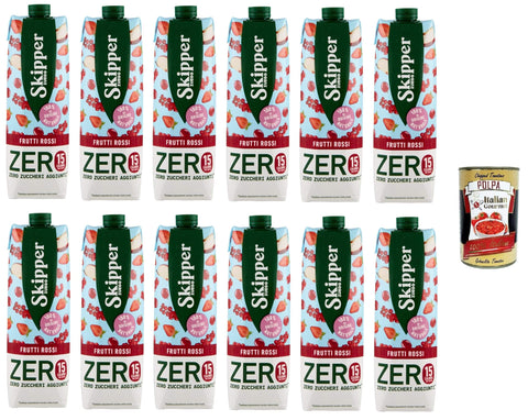 Italian Gourmet Säfte Zuegg Skipper Frutti Rossi Zero Drink auf Basis von Fruchtsäften und Pürees 12x1000 ml + Italian Gourmet polpa 400g 8032804040014