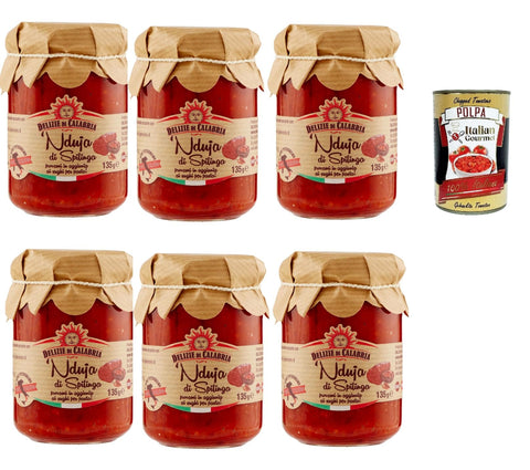 Italian Gourmet Salami Delizia di Capabia, Ndujia di Spilinga, Würzig streikbar nduja salami, 6x 135g + Italian Gourmet polpa 400g 8032804040014