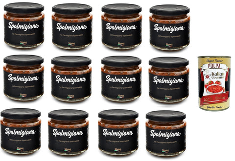 Italian Gourmet Salsas Vama Spalmigiana La Parmigiana spalmabile Streichfähiger Parmigiana 12x200gr + Italian Gourmet polpa 400g 8032804040014