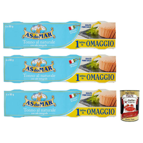 As Do Mar Tonno al Naturale, Natürlicher Thunfisch mit Vollsalz 12x80g Original italienisch Feinkost
