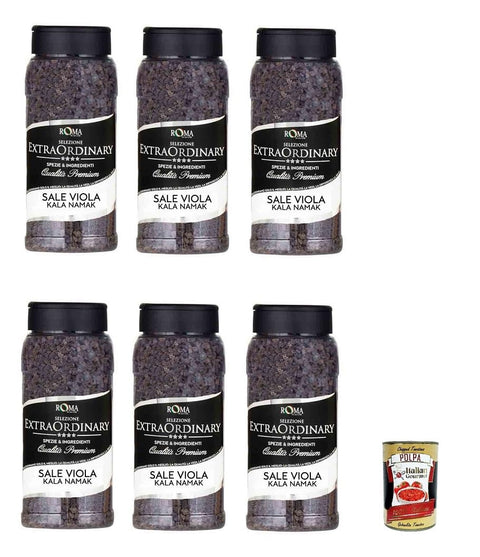 Roma Sale nero viola SCHWARZ-LILA SALZ-KALA-NAMAK-KÖRNER 920 g 6x italienisch Original Pastasauce + gratis polpa 400 g