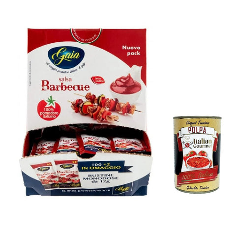 Biffi Barbecue-Sauce BBQ Einzeldosis-Beutel x Single -Potion 10 g 132 Stück italienisch Original Pastasauce + kostenlos polpa 400 g