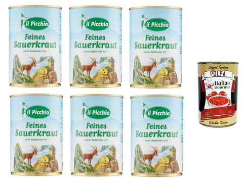 Italian Gourmet Sauerkraut Il Picchio - Sauerkraut, Natur, 6x400 g+ Italian Gourmet polpa 400g 4003274006996