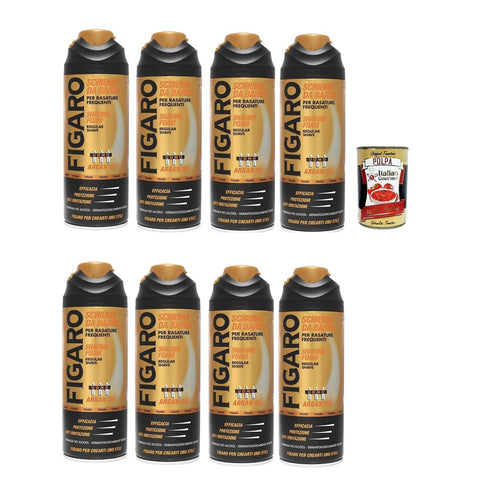 FIGARO Argan-Öl-Bartschaum – für häufige Rasur – zarter und bequemer Bartschaum – 8x400 ml italienisch Original + kostenlos polpa 400 g