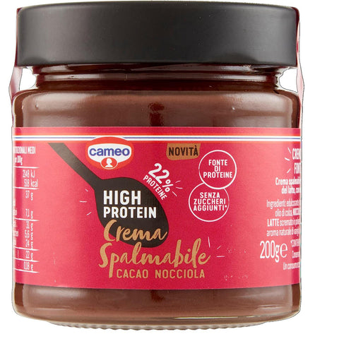 Cameo High Protein spazbierbares Kakao Haselnuss, Gluten frei gluten free Cacao spreadable cream 200g 6x Original italienisch inkl. Italian Gourmet Polpa 400g