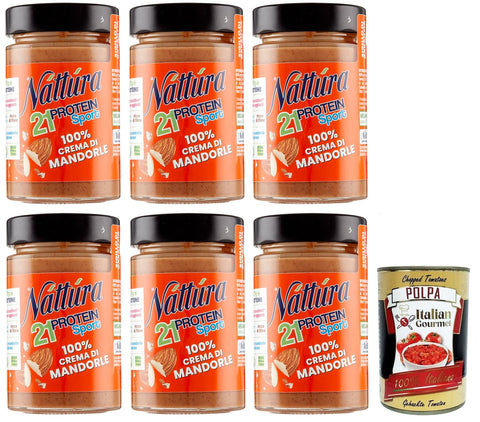 Náttúra Protein Sport,100% Mandelcreme, Protein Aufstrich ohne Zuckerzusatz,Glutenfrei, 100% natürlich, reich an Proteinen,180 g italienisch Original