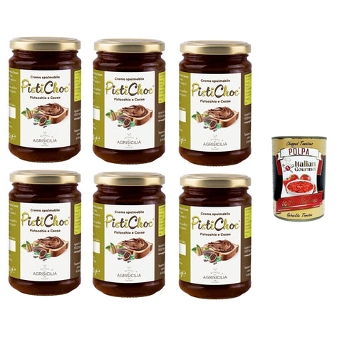 Agrisicilia Pistichoc Crema spalmabile al Pistacchio e Cacao Streichfähige Creme mit Pistazien und Kakao 6x360g Original italienisch Aufstrich