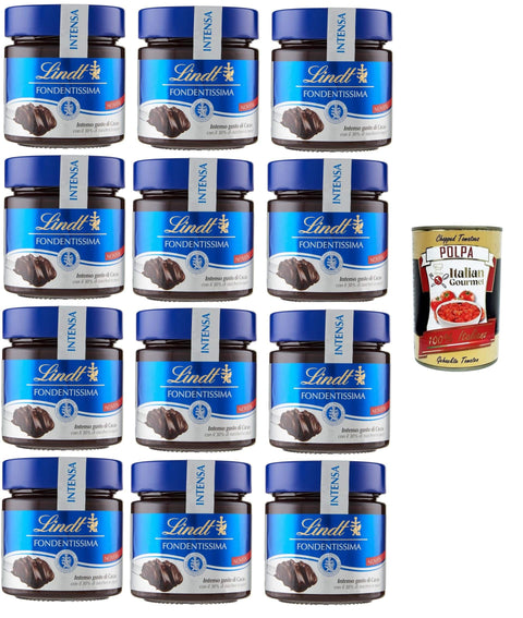 Italian Gourmet Schokoladenaufstrich Crema spalmabile Fondentissima Cioccolato fondente Streichcreme aus dunkler Schokolade von Fondentissima, 12x200 g+ Italian Gourmet polpa 400g 8032804040014