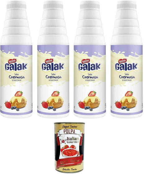 Galak Topping cioccolato bianco salsa cremosa Glutenfree Topping weiße Schokoladen-Cremesauce Glutenfrei 4x1 kg italienisch Original + gratis polpa 400 g