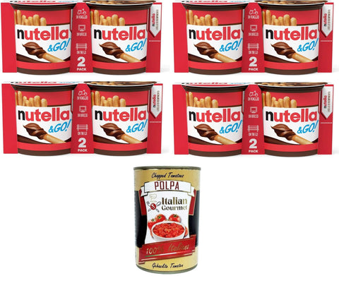 Italian Gourmet Schokoladenaufstrich & Go, 2 Einzelportions-Snacks mit knusprigen Grissini, ohne Konservierungsstoffe und gehärtete Fette, für Snacks und tägliche Pausen 4x96gr +Italian Gourmet Polpa di Pomodoro 400gr 8032804040014