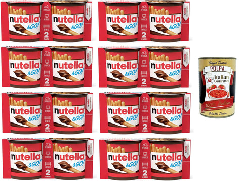 Italian Gourmet Schokoladenaufstrich & Go, 2 Einzelportions-Snacks mit knusprigen Grissini, ohne Konservierungsstoffe und gehärtete Fette, für Snacks und tägliche Pausen 8x96gr +Italian Gourmet Polpa di Pomodoro 400gr 8032804040014