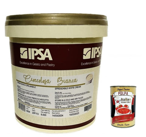 Italian Gourmet Schokoladenaufstrich Ipsa, Cioccolosa Bianca, Crema Spalmabile al cioccolato bianco, Streichcreme aus weißer Schokolade Kg.6 + Italian Gourmet polpa 400g 8032804040014