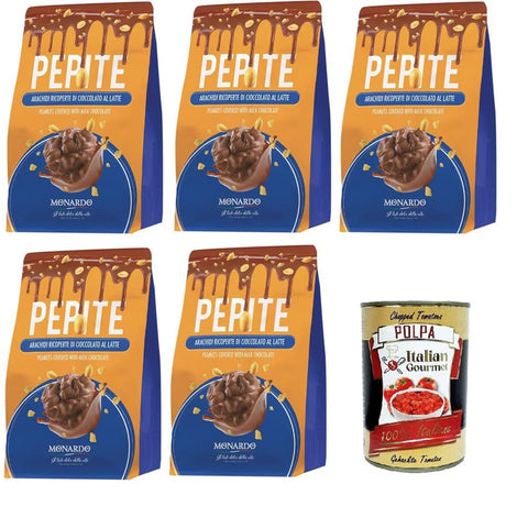 Monardo Pepite, Arachidi ricoperte di cioccolato al latte, Erdnüsse umhüllt von Milchschokolade, 5x150 gr italienisch Original
