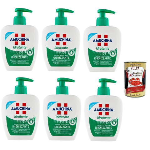 Amuchina Idratante Sapone Liquido Mani Igienizzante, Flüssige Seife hängende Hände 6x250ml Original italienisch Pflege