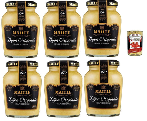 Maille Mustard Digione Originale, seinf, Traditioneller Dijon Senf mit glatte und cremige Textur, Perfekt an Sandwiches, Hühner und Fischrezepte geeignet 6x 215 g italienisch Original