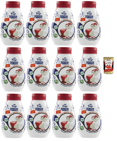 Fabbri top amarena, Gourmet Sauce Topping Amarena Schwarze Kirsche Süß saure Kirschsauce zum Garnieren und Überziehen von Eis und Desserts 12x 225 g italienisch Original
