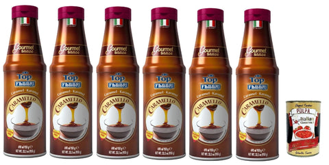 Fabbri Topping Caramello süße Karamellsauce für Eis, Desserts und Kaffee Gluten frei gebrauchsfertige Sauce dessertsaucen 6x950g Original italienisch