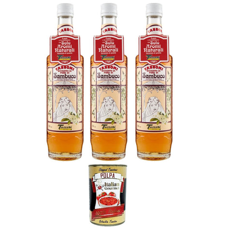 Tassoni Sciroppo di Sambuco Holundersirup Nur natürliche Aromen 3x560ml Original italienisch Getränk