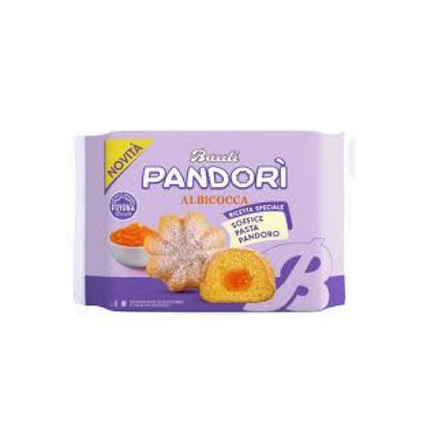 Italian Gourmet Snack Kuchen 12x Bauli Pandori‘ Aprikosen gefüllte ‚Pandori‘ mit weichem Milch-Pandoro-Teig, italienische Gebäckspezialität, traditionelle Pandoro-Art 4x 178gr