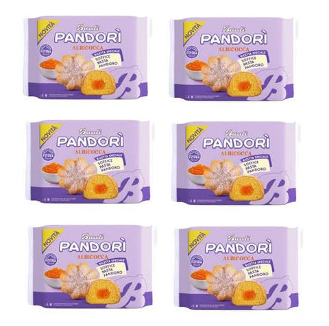 Italian Gourmet Snack Kuchen 6x Bauli Pandori‘ Aprikosen gefüllte ‚Pandori‘ mit weichem Milch-Pandoro-Teig, italienische Gebäckspezialität, traditionelle Pandoro-Art 4x 178gr