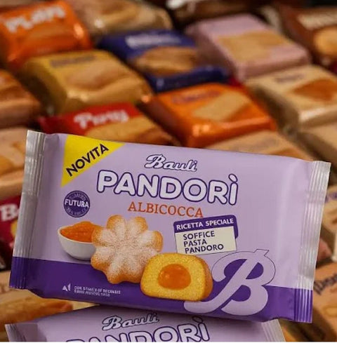 Italian Gourmet Snack Kuchen 6x Bauli Pandori‘ Aprikosen gefüllte ‚Pandori‘ mit weichem Milch-Pandoro-Teig, italienische Gebäckspezialität, traditionelle Pandoro-Art 4x 178gr