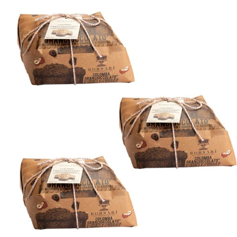 Italian Gourmet Snack Kuchen & Backwaren 3x Borsari Colomba Gran Cioccolato Oster-Colomba mit Schokolade und Pralinen, 1 kg