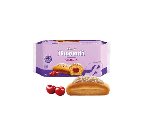 Italian Gourmet Snack Kuchen & Backwaren 3x MHD 31/10/2025 Bauli, Buondì Ciliegia, gebackener Kuchen snack mit Kirsche creme abgepackte Snacks 3x 258g Frühstück 8032804040014
