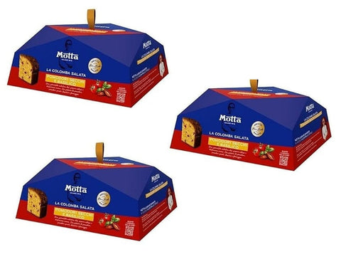 Italian Gourmet Snack Kuchen & Backwaren 3x Motta La Colomba Salata con pomodori secchi e basilico, Herzhafte Colomba mit Getrockneten Tomaten und Basilikum, nach Bruno Barbieri, 450 g