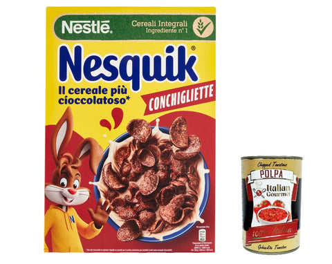 Nesquik Cereals Conchigliette Kugeln aus Getreideschokolade und Kugeln mit Schokolade 325 g 3x italienisch Original Pastasauce + gratis polpa 400 g