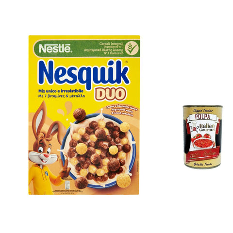 Céréal Nesquik Cereals Duo Kugeln aus Getreideschokolade und Kugeln mit weißer Schokolade 3x325g Original italienisch Gebäck