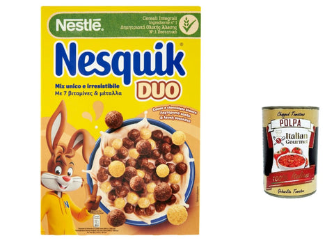Italian Gourmet Snack Kuchen & Backwaren 6x Nesquik Cereals Duo Kugeln aus Getreideschokolade und Kugeln mit weißer Schokolade, 325 g + Italian Gourmet polpa 400g 7613031570126