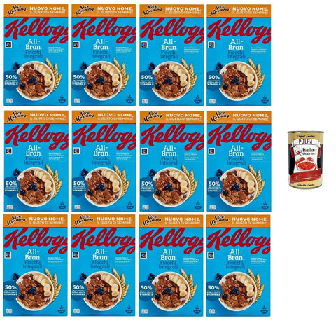 Italian Gourmet Snack Kuchen & Backwaren All Bran Nice Morning,Vollkornbögen mit Weizenkleie mit Zugabe von Vitaminen und Eisen, mit natürlichen Weizenbranfasern 12x 500g + Italian Gourmet polpa 400g 8032804040014
