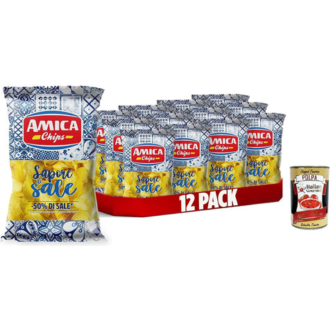 AMICA Chips | Patatine Classiche Sapore di Sale, Klassischer Kartoffel Chips -Geschmack von Salz mit 50% weniger Salz, glutenfreier Snacks mit Sonnenblumenöl