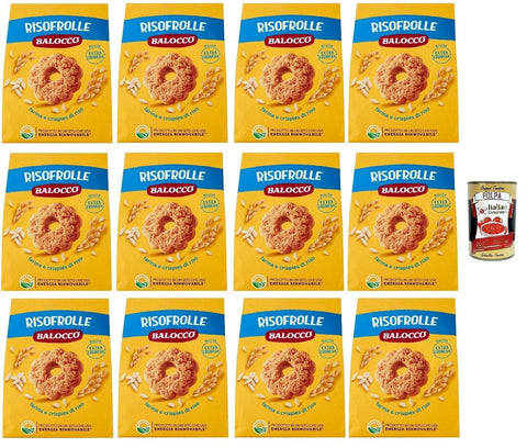 Italian Gourmet Snack Kuchen & Backwaren Balocco Risofrolle Biscotti con farina di riso e latte fresco italiano Kekse mit Reismehl und frischer italienischer Milch biscuits cookies 100% Italienische Kekse 12x 350g+Italian Gourmet polpa 400g 8032804040014