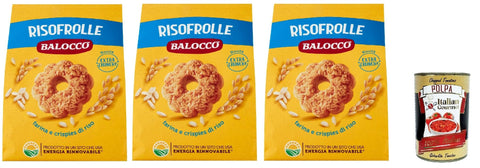Italian Gourmet Snack Kuchen & Backwaren Balocco Risofrolle Biscotti con Farina e crispies di riso, Kekse mit Mehl und Cristpies von Reis biscuits cookies 100% Italienische Kekse 3x 700g + Italian Gourmet polpa 400g 8032804040014