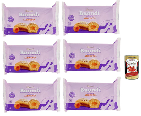Bauli Buondì Albicocca, gebackener Kuchen snack mit Aprikosenfüllung abgepackte Snacks 6x 258 g Frühstück italienisch Original